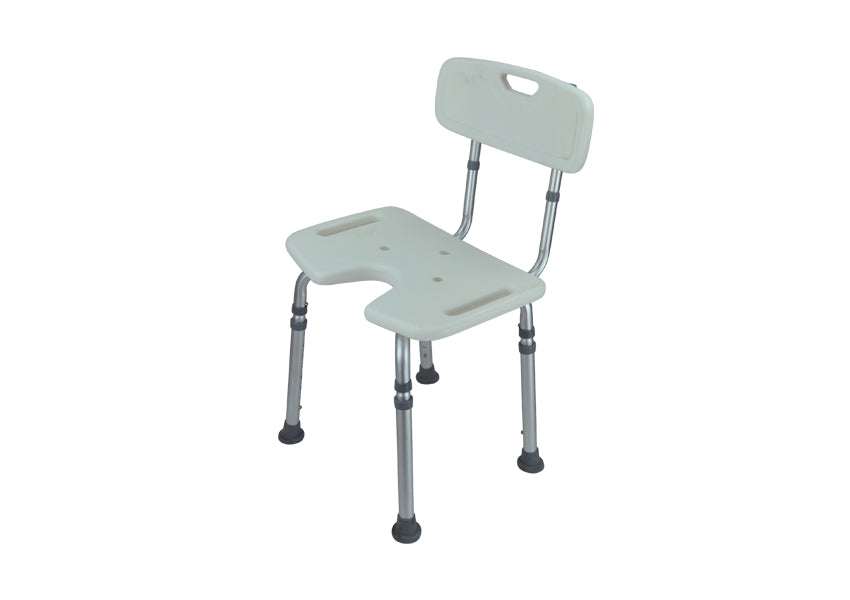 SILLA DE BAÑO CON RESPALDO Y ORIFICIO